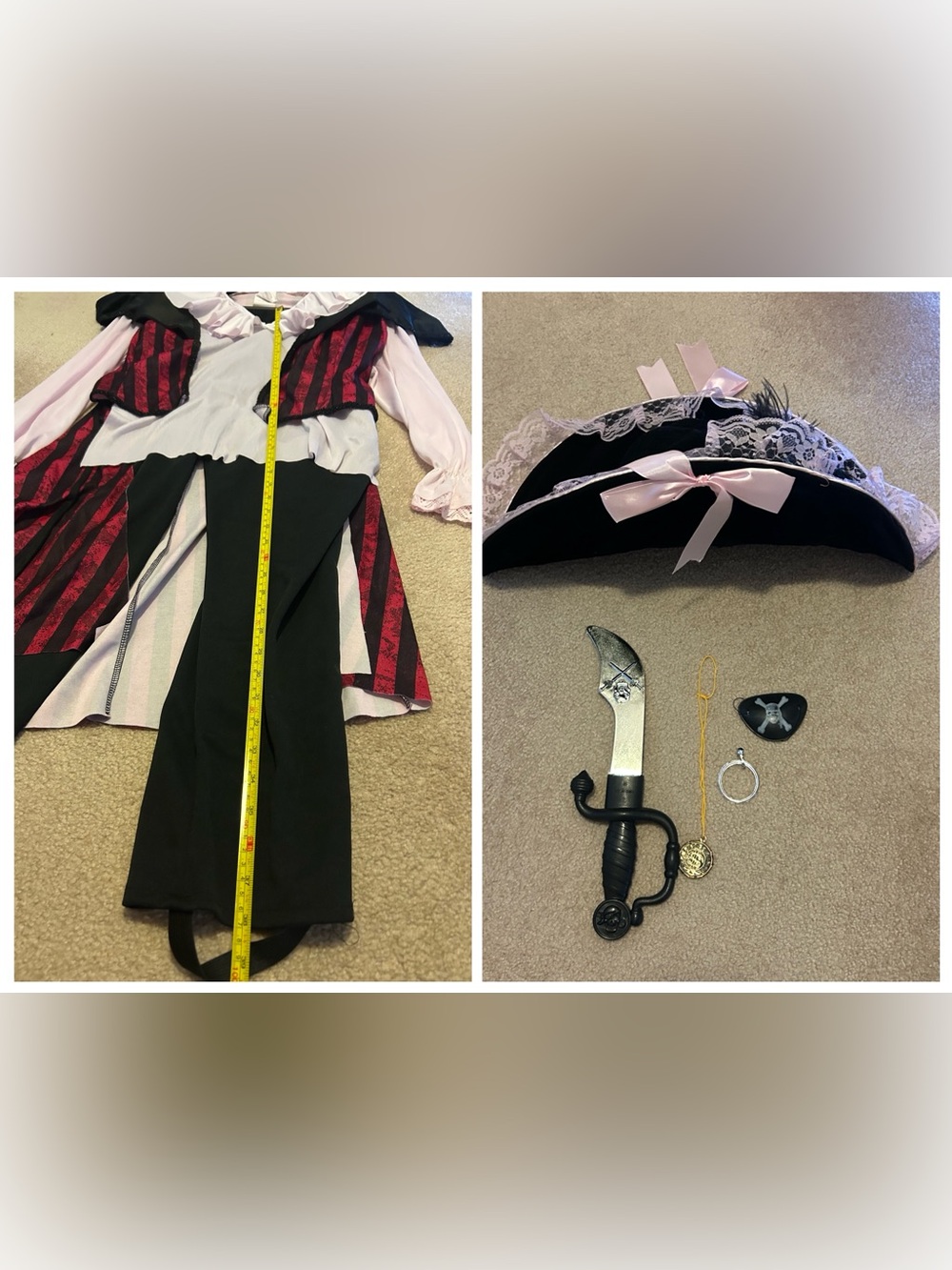 Kids Pirate Costume Set with Black & Red Dress and Accessories